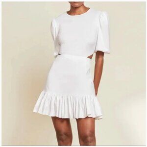 NWT Veronica Beard Iker Puffed Sleeve Cutout Mini Dress White